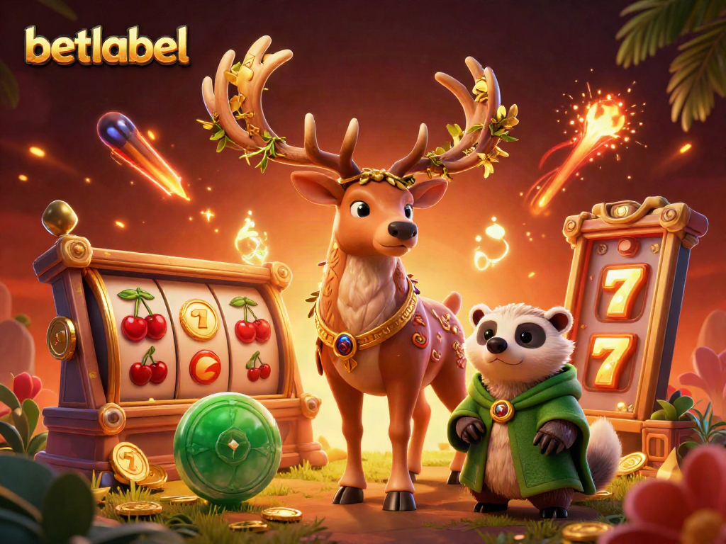 Engage in vibrant gameplay at betlabel featuring a Celtic druid stag and dynamic slot reels.
