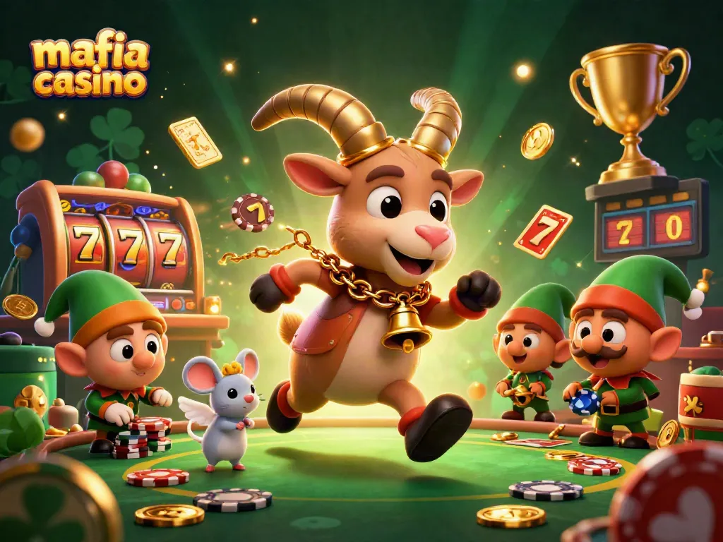 Engage with mafia casino dynamics in a vibrant scene of chaotic fun and game elements.