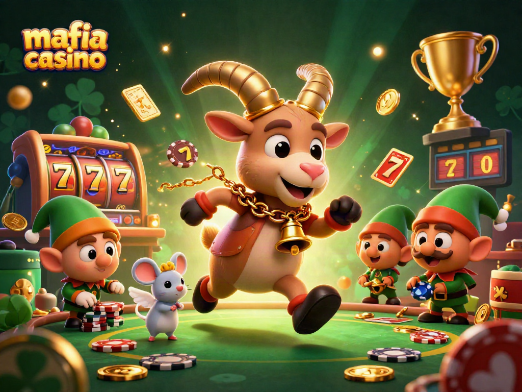 Engage with mafia casino dynamics in a vibrant scene of chaotic fun and game elements.